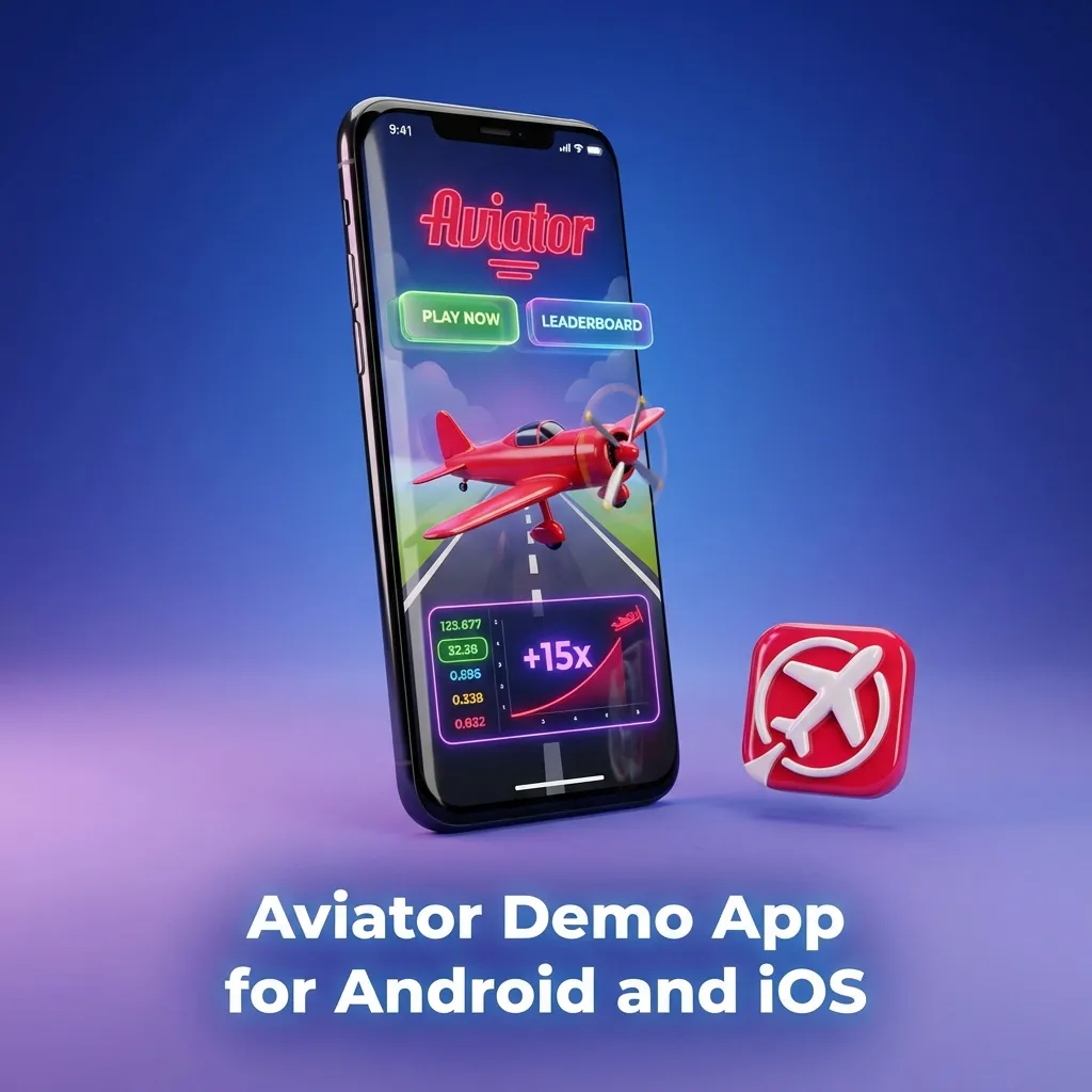 Smartphone displaying Aviator demo game interface with touch controls for mobile betting on Android and iOS devices.